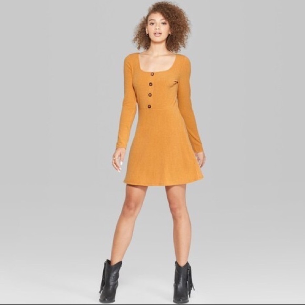 Women’s Long Sleeve Button Front Knit Dress